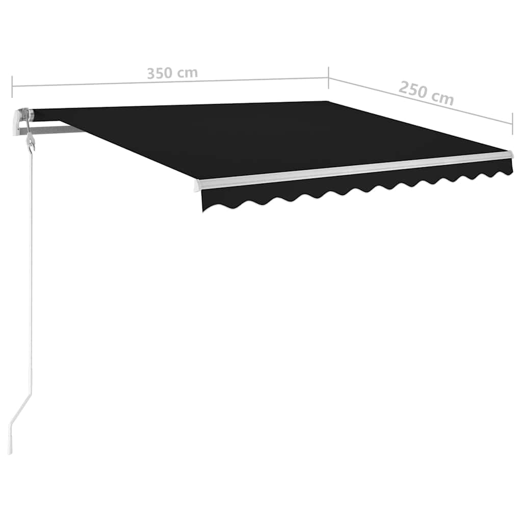 vidaXL Automatycznie zwijana markiza, LED i czujnik wiatru, 350x250 cm