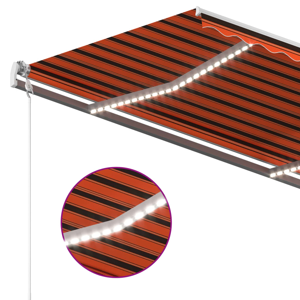 vidaXL Automatycznie zwijana markiza, LED i czujnik wiatru, 350x250 cm