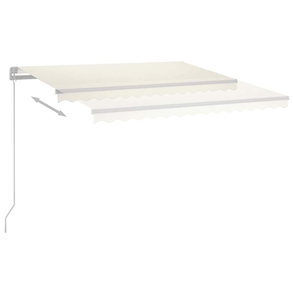 vidaXL Ręcznie zwijana markiza z LED, 400 x 300 cm, kremowa