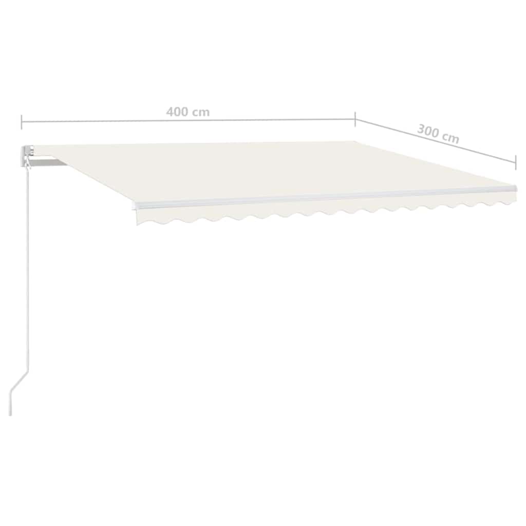 vidaXL Ręcznie zwijana markiza z LED, 400 x 300 cm, kremowa