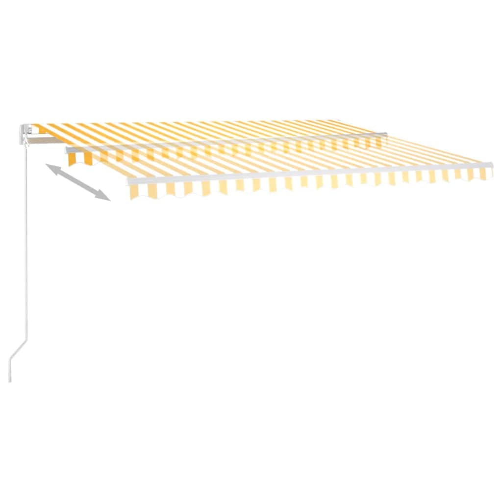 vidaXL Ręcznie zwijana markiza z LED, 400 x 300 cm, żółto-biała