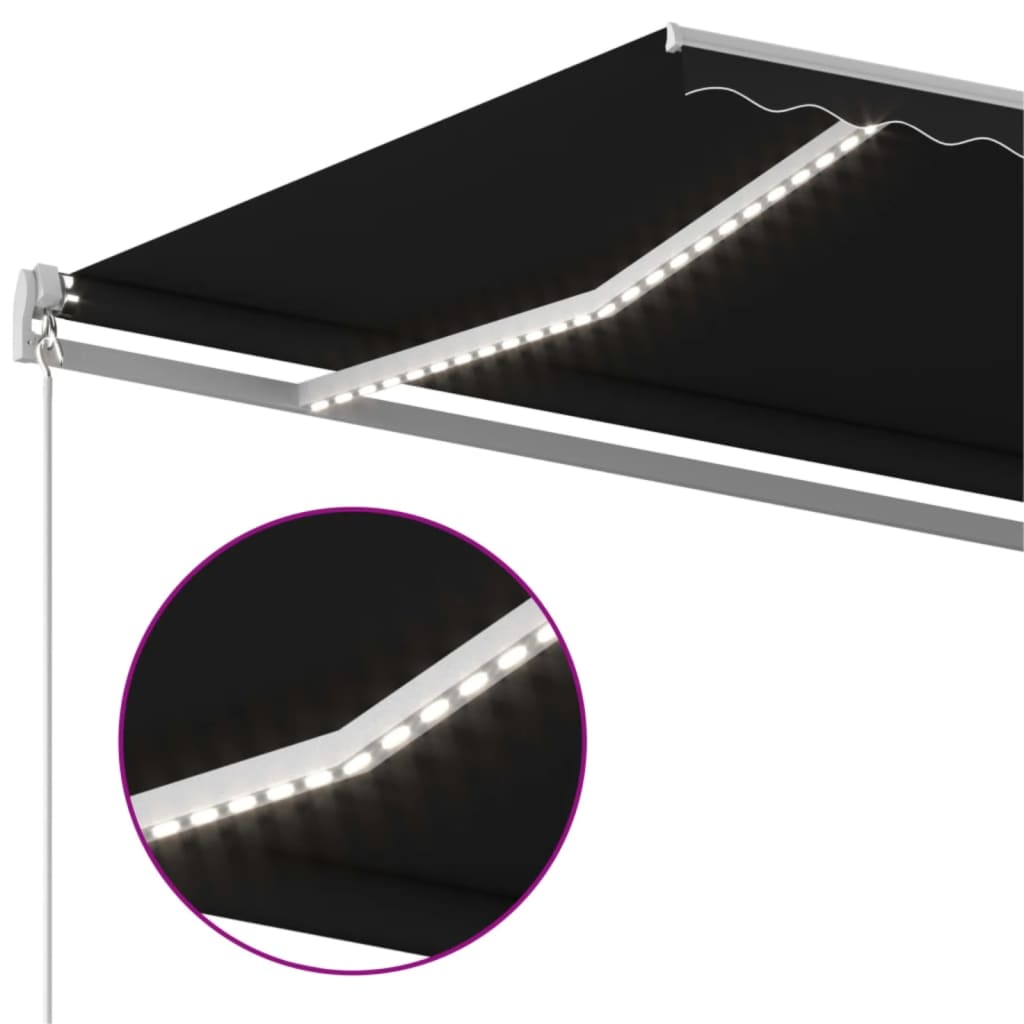 vidaXL Ręcznie zwijana markiza z LED, 400 x 300 cm, antracytowa
