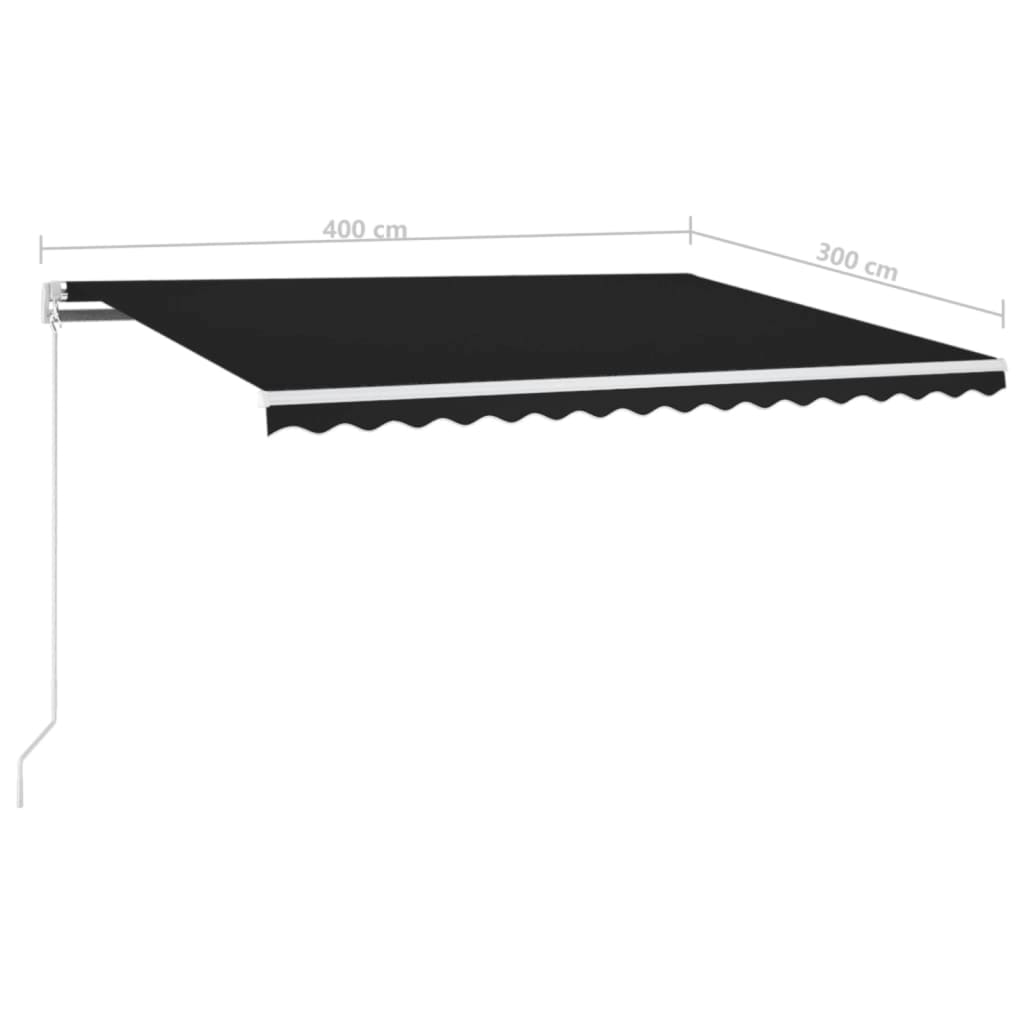 vidaXL Ręcznie zwijana markiza z LED, 400 x 300 cm, antracytowa
