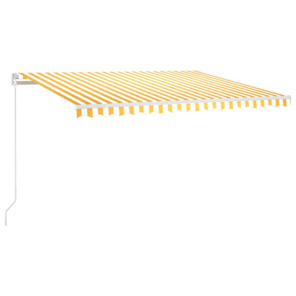 vidaXL Ręcznie zwijana markiza, 450 x 300 cm, żółto-biała