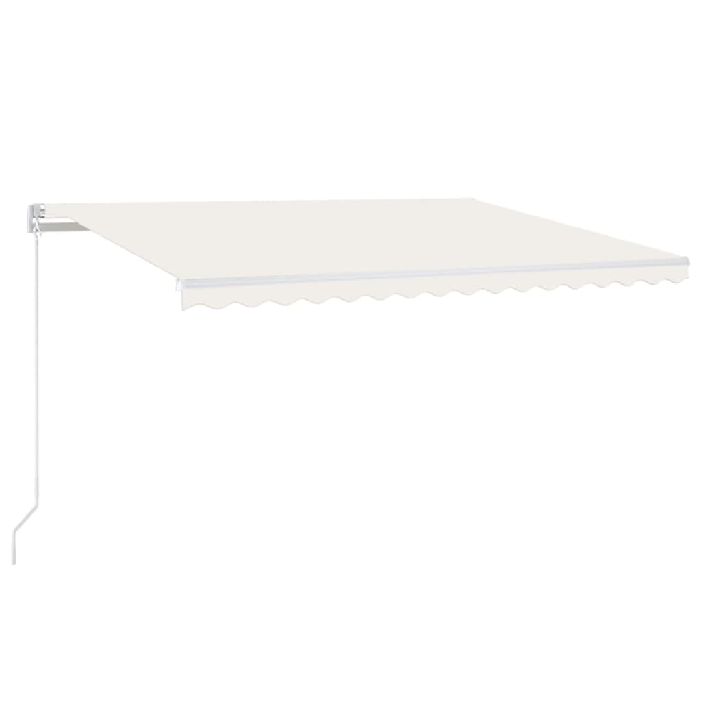 vidaXL Ręcznie zwijana markiza z LED, 450 x 300 cm, kremowa