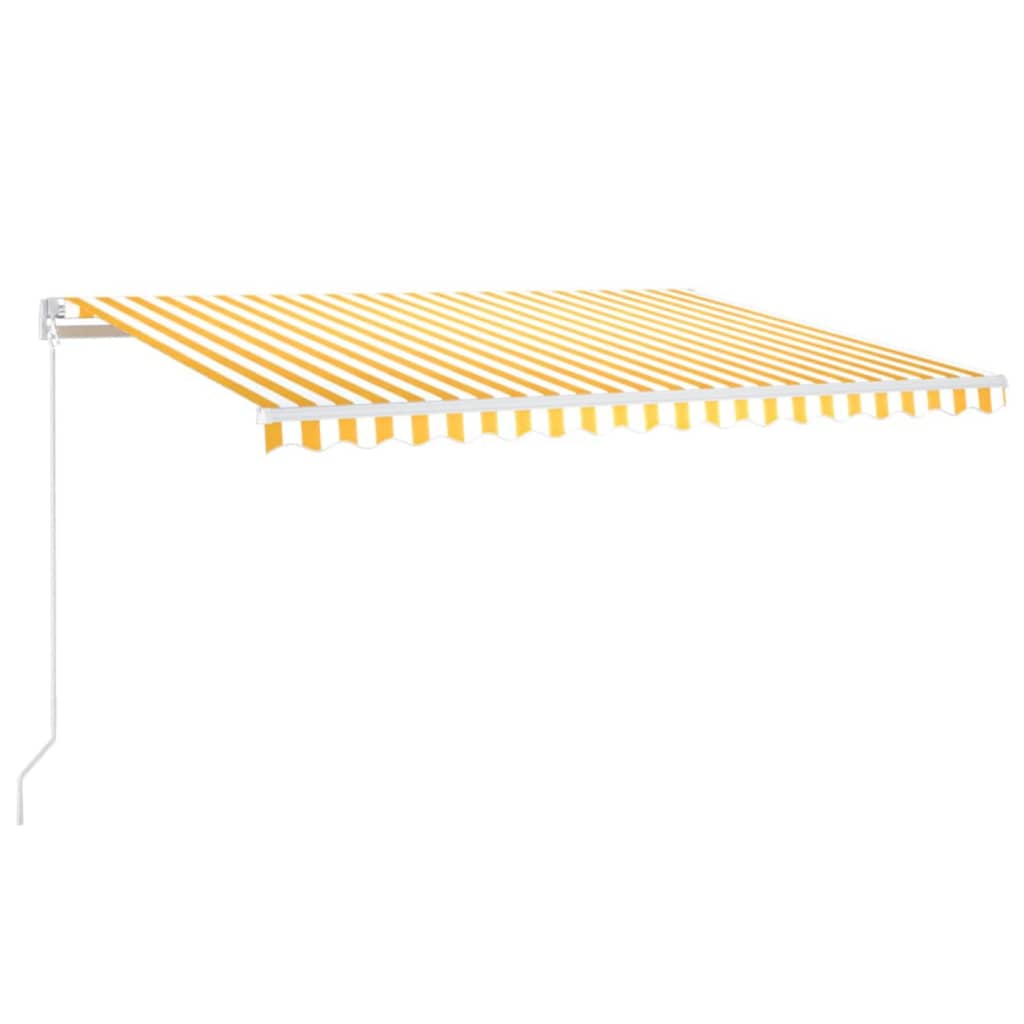 vidaXL Ręcznie zwijana markiza z LED, 450 x 300 cm, żółto-biała
