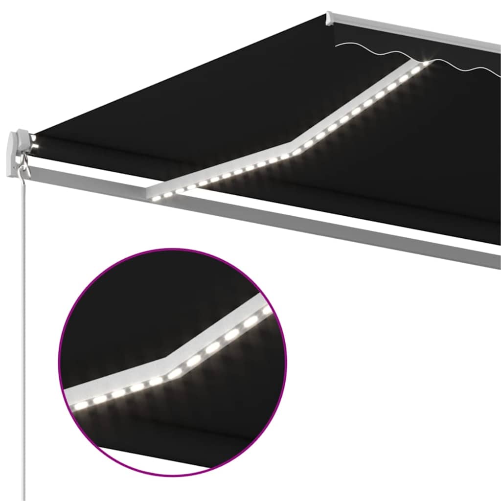 vidaXL Ręcznie zwijana markiza z LED, 450 x 300 cm, antracytowa