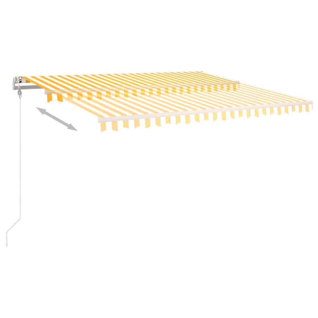 vidaXL Automatycznie zwijana markiza, 450 x 300 cm, żółto-biała