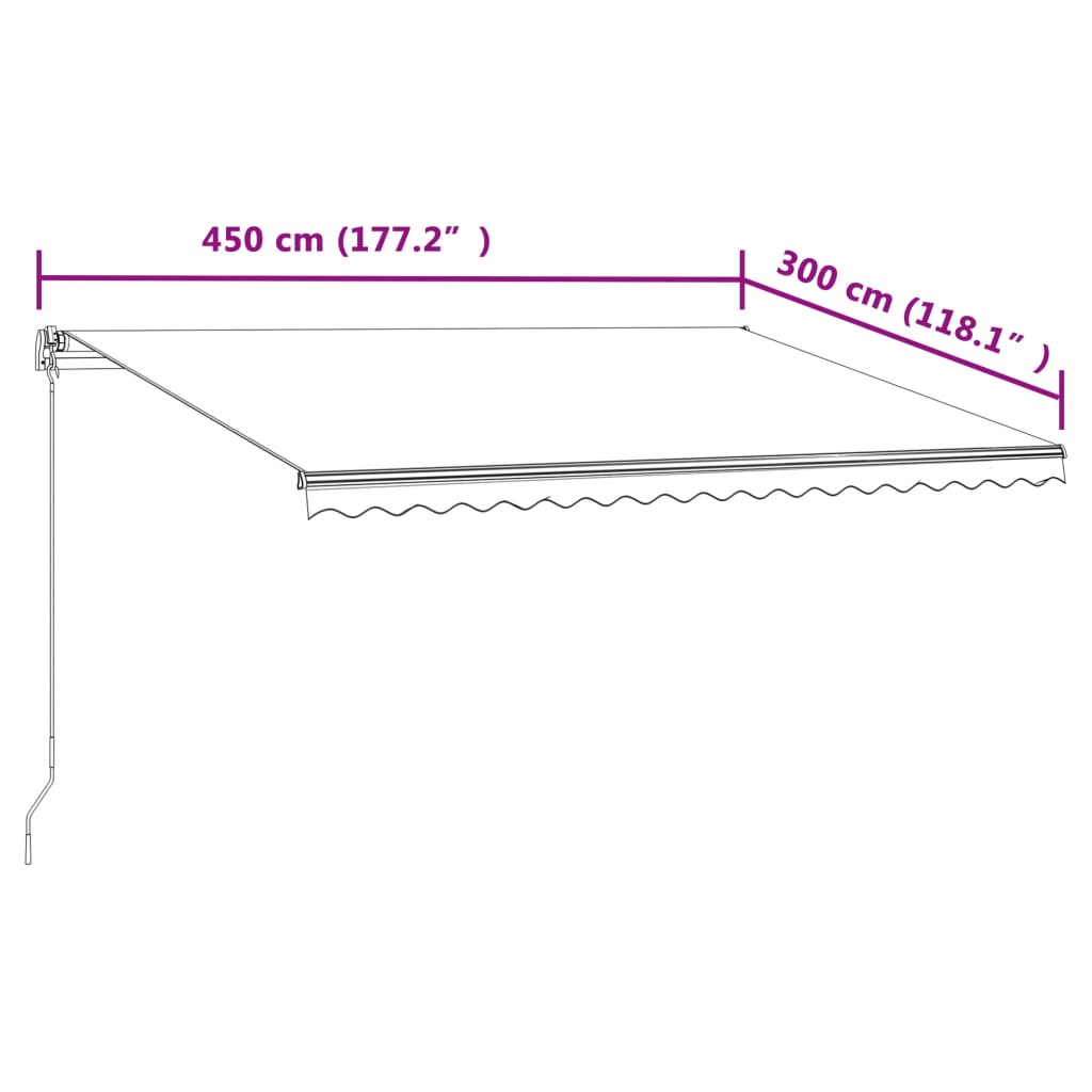 vidaXL Automatycznie zwijana markiza, 450 x 300 cm, żółto-biała