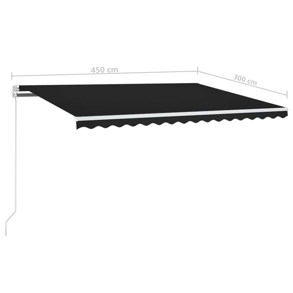 vidaXL Automatycznie zwijana markiza, LED i czujnik wiatru, 450x300 cm