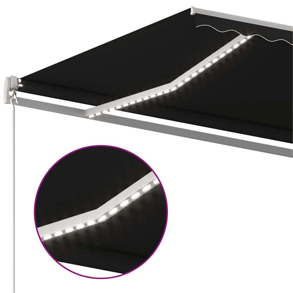 vidaXL Ręcznie zwijana markiza z LED, 500 x 300 cm, antracytowa