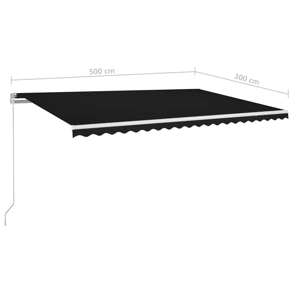 vidaXL Ręcznie zwijana markiza z LED, 500 x 300 cm, antracytowa
