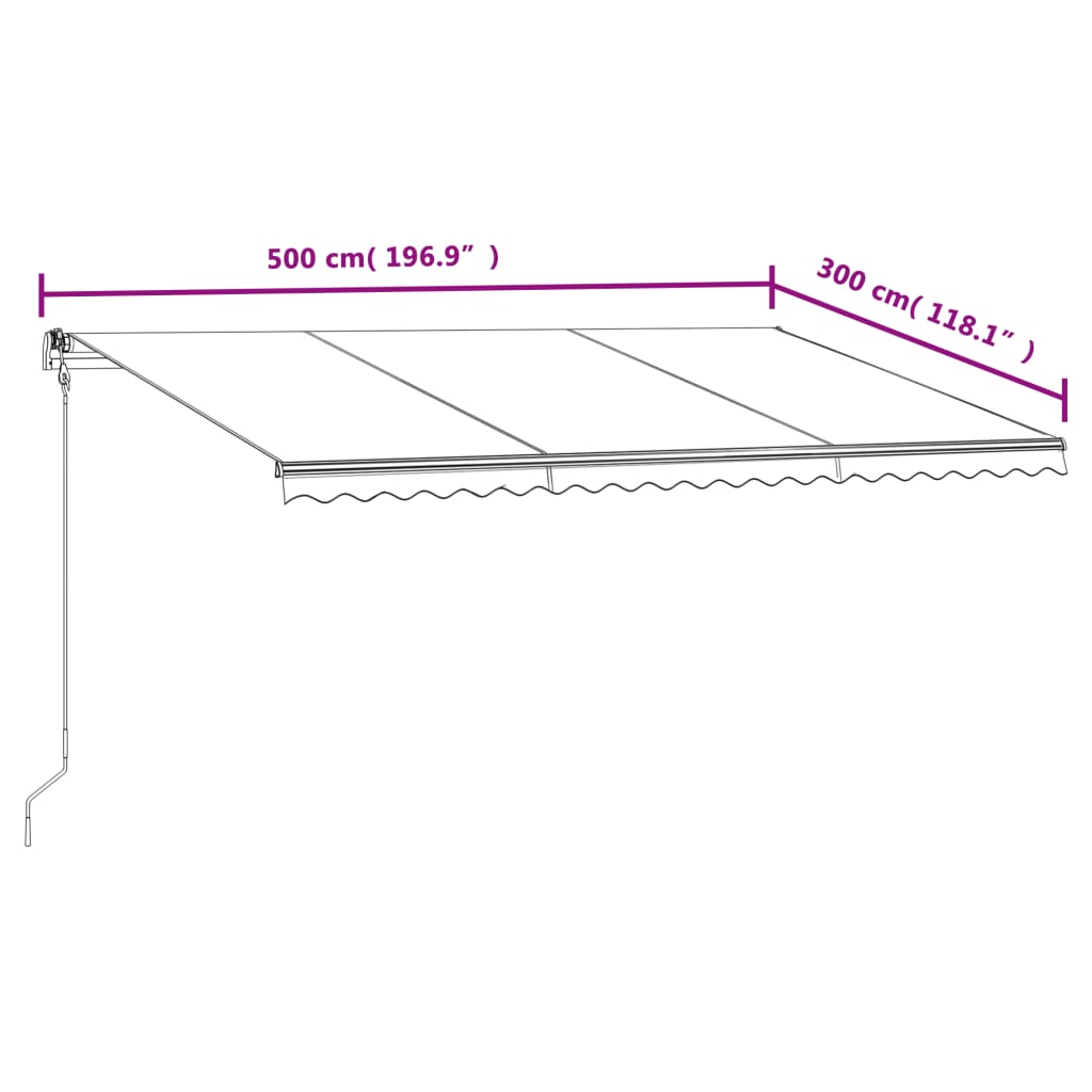 vidaXL Automatycznie zwijana markiza, 500 x 300 cm, kremowa