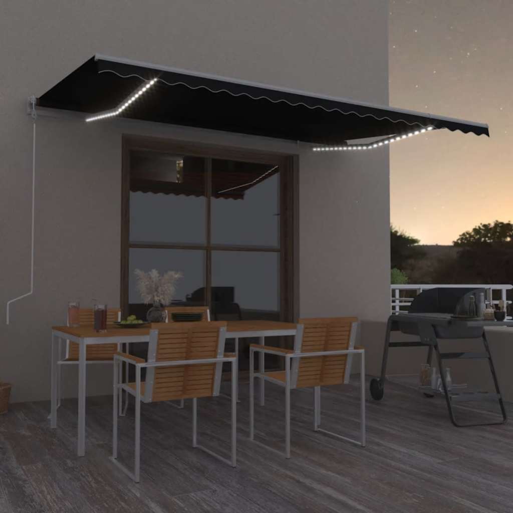 vidaXL Automatycznie zwijana markiza, LED i czujnik wiatru, 500x300 cm