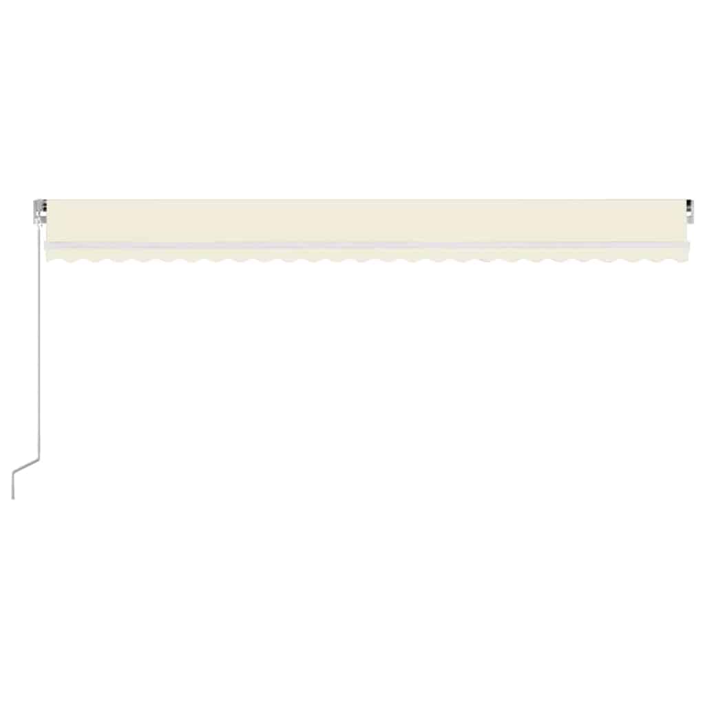 vidaXL Ręcznie zwijana markiza z LED, 600 x 300 cm, kremowa