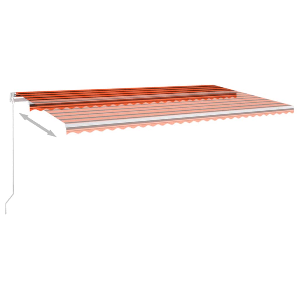 vidaXL Ręcznie zwijana markiza z LED, 600x300 cm, pomarańczowo-brązowa
