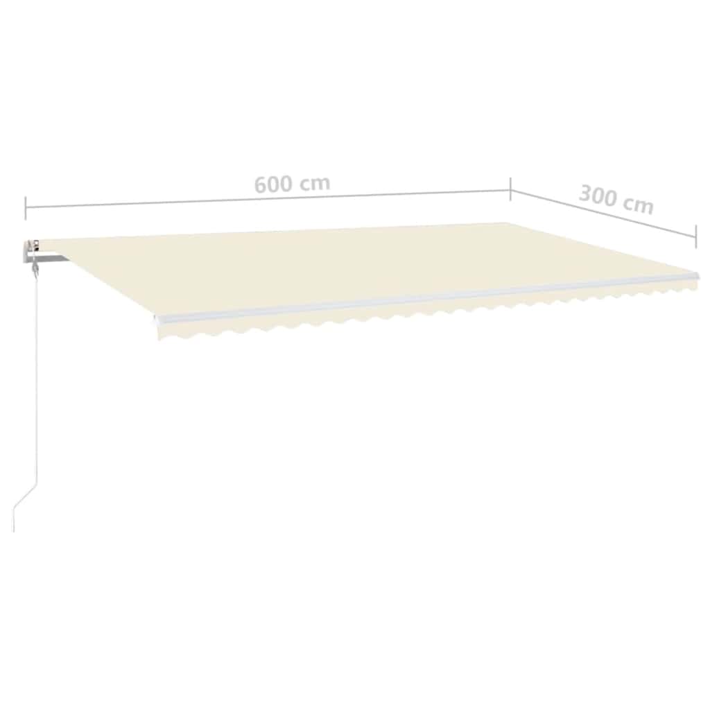 vidaXL Automatycznie zwijana markiza, LED i czujnik wiatru, 600x300 cm