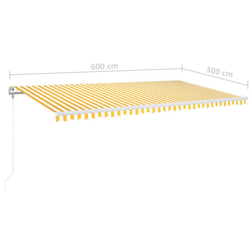 vidaXL Automatycznie zwijana markiza, LED i czujnik wiatru, 600x300 cm