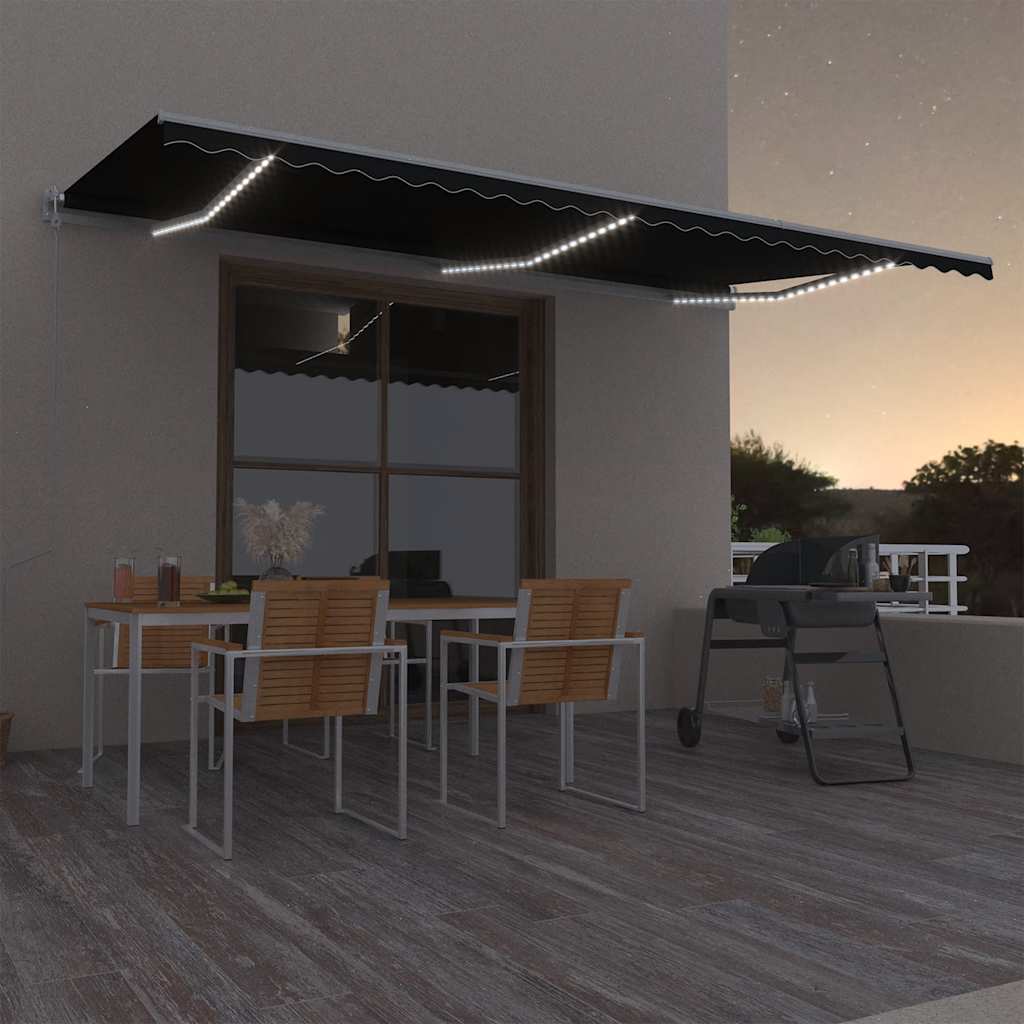 vidaXL Automatycznie zwijana markiza, LED i czujnik wiatru, 600x300 cm