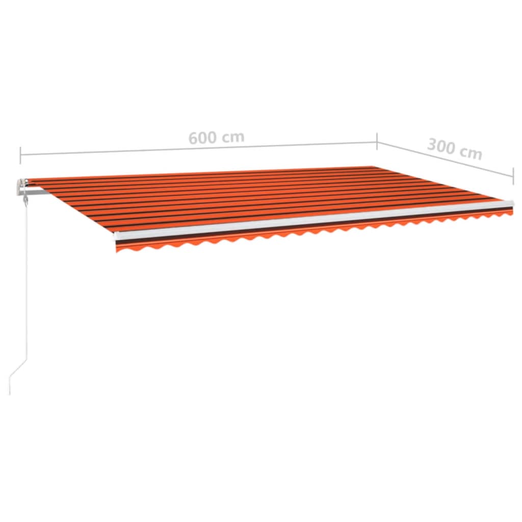 vidaXL Automatycznie zwijana markiza, LED i czujnik wiatru, 600x300 cm