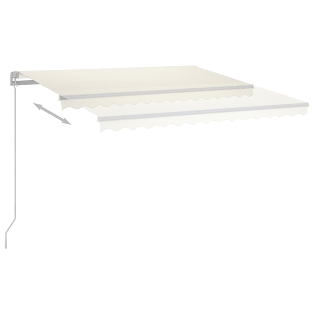 vidaXL Ręcznie zwijana markiza z LED, 400 x 350 cm, kremowa