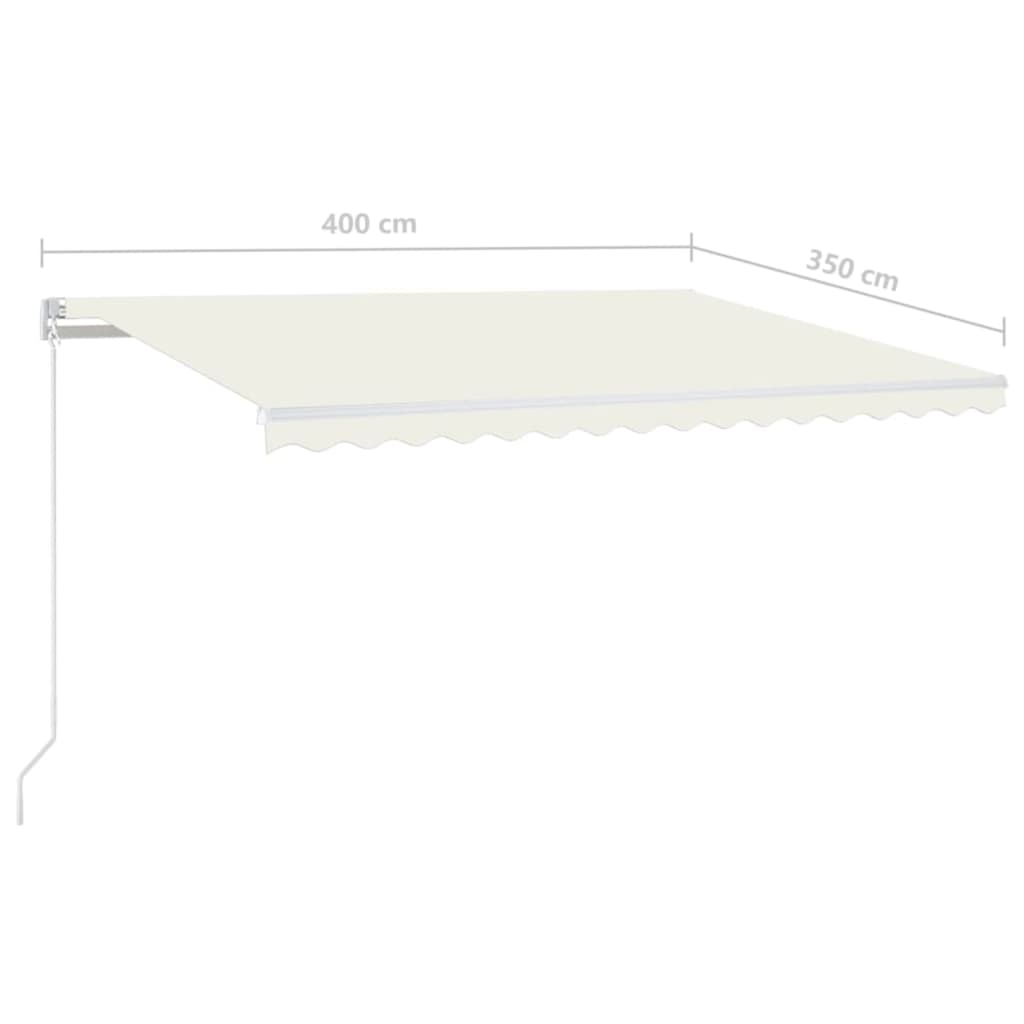 vidaXL Ręcznie zwijana markiza z LED, 400 x 350 cm, kremowa