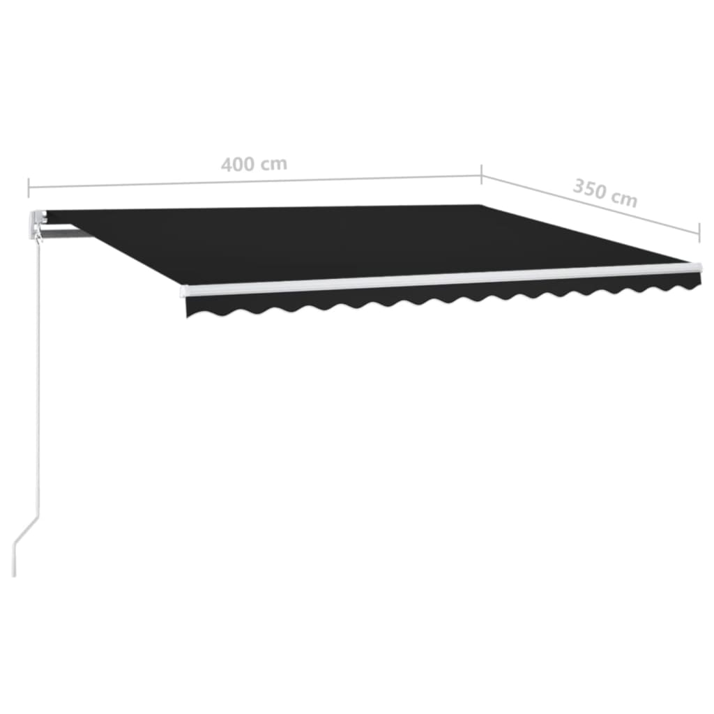 vidaXL Ręcznie zwijana markiza z LED, 400 x 350 cm, antracytowa