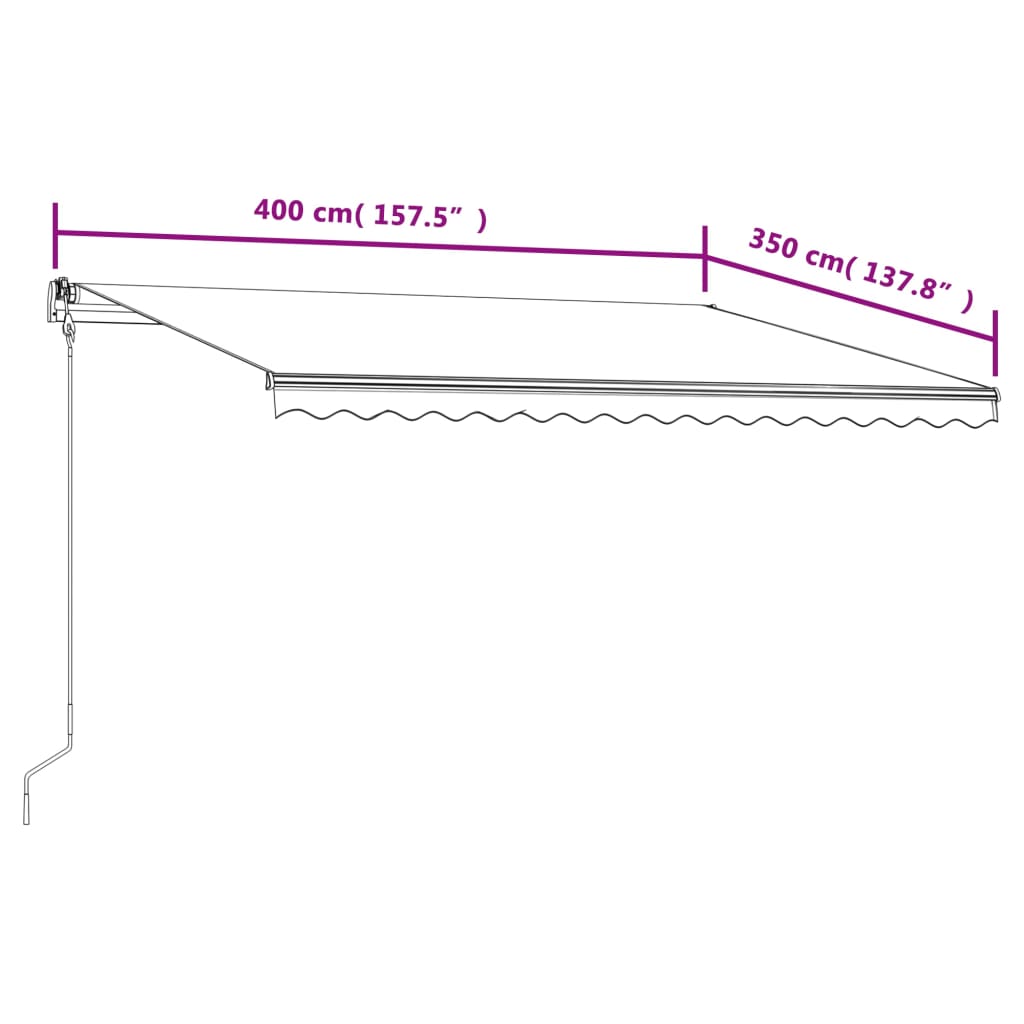 vidaXL Automatycznie zwijana markiza, 400 x 350 cm, niebiesko-biała