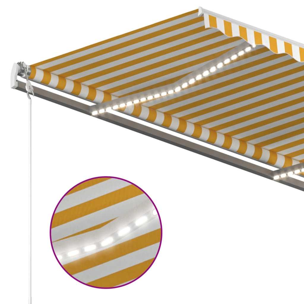 vidaXL Automatycznie zwijana markiza, LED i czujnik wiatru, 400x350 cm