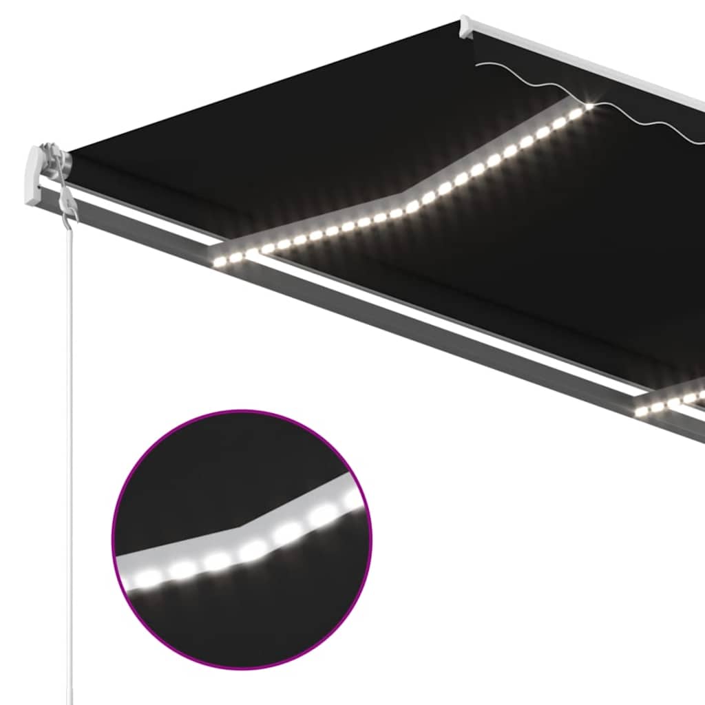 vidaXL Automatycznie zwijana markiza, LED i czujnik wiatru, 400x350 cm