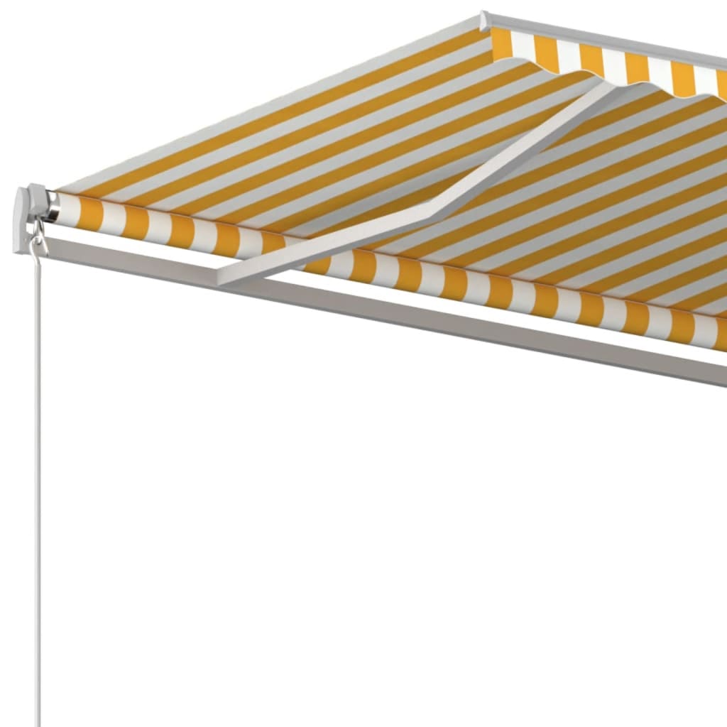 vidaXL Ręcznie zwijana markiza, 450x350 cm, żółto-biała