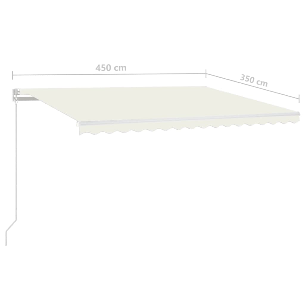 vidaXL Ręcznie zwijana markiza z LED, 450x350 cm, kremowa