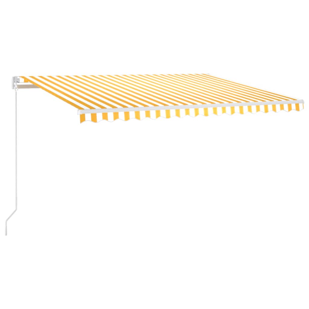 vidaXL Ręcznie zwijana markiza z LED, 450x350 cm, żółto-biała
