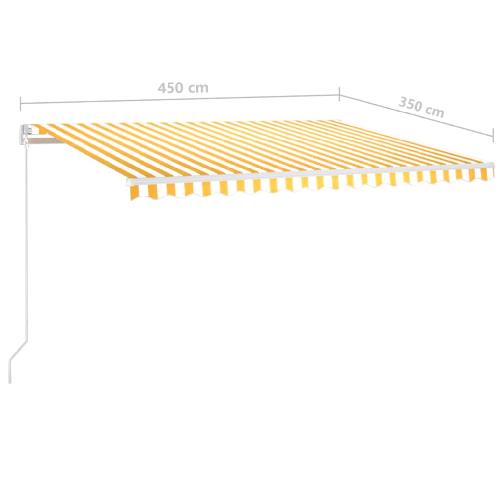 vidaXL Ręcznie zwijana markiza z LED, 450x350 cm, żółto-biała