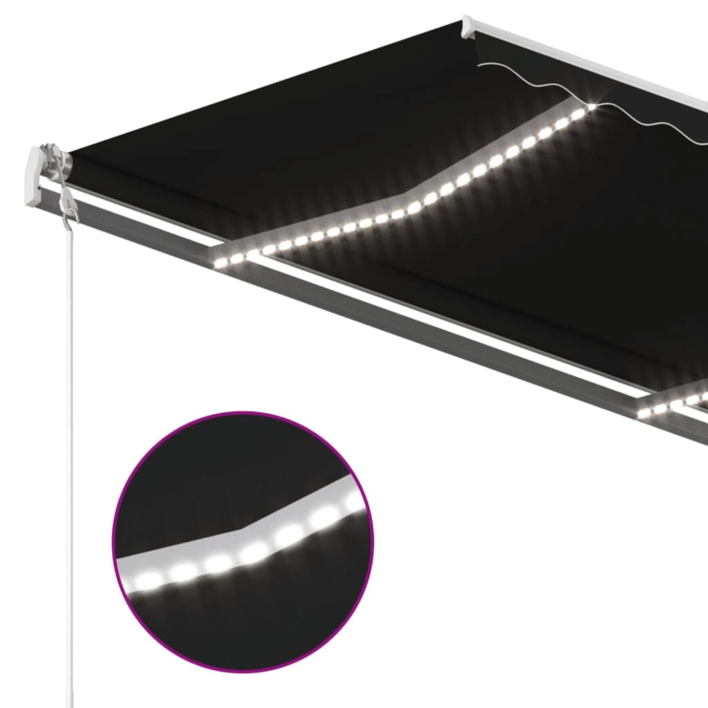 vidaXL Ręcznie zwijana markiza z LED, 450x350 cm, antracytowa