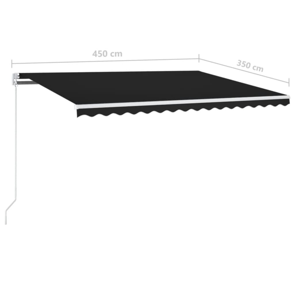 vidaXL Ręcznie zwijana markiza z LED, 450x350 cm, antracytowa