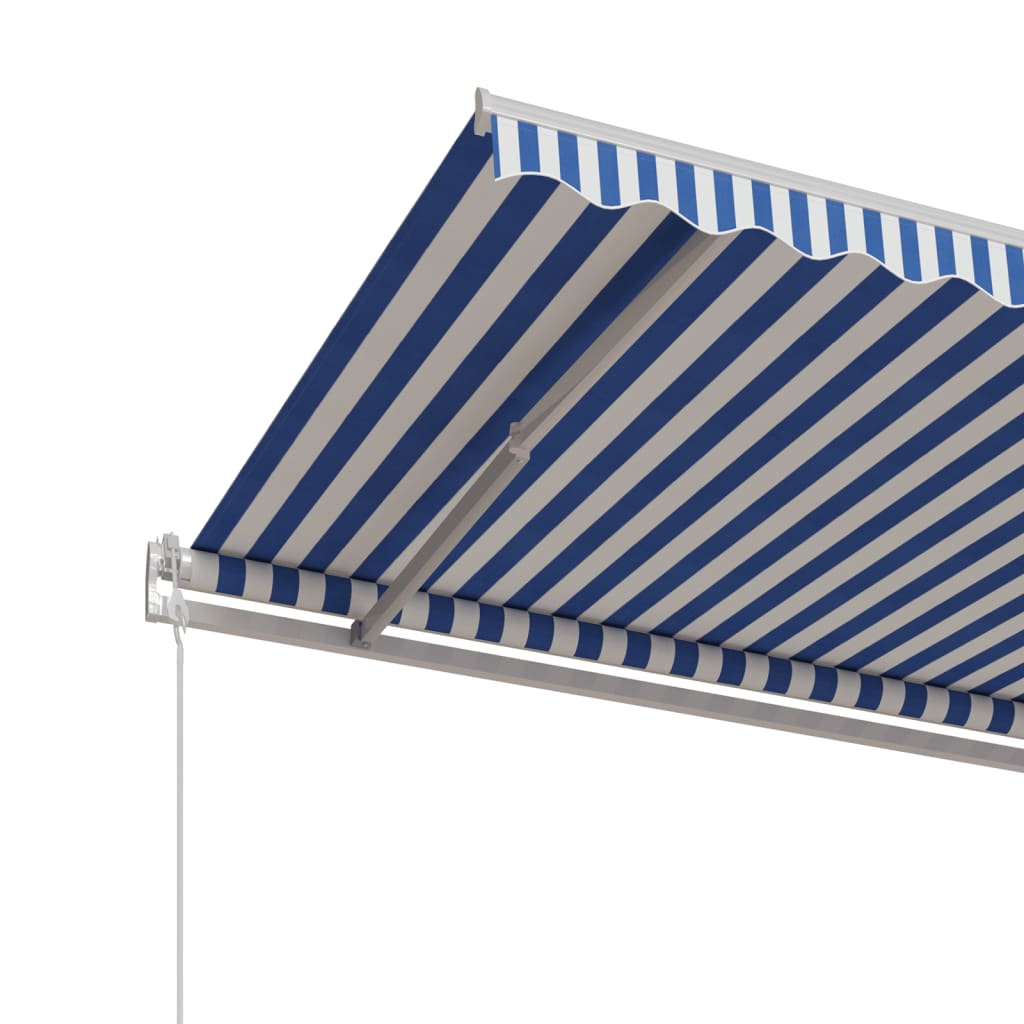 vidaXL Automatycznie zwijana markiza, 450x350 cm, niebiesko-biała