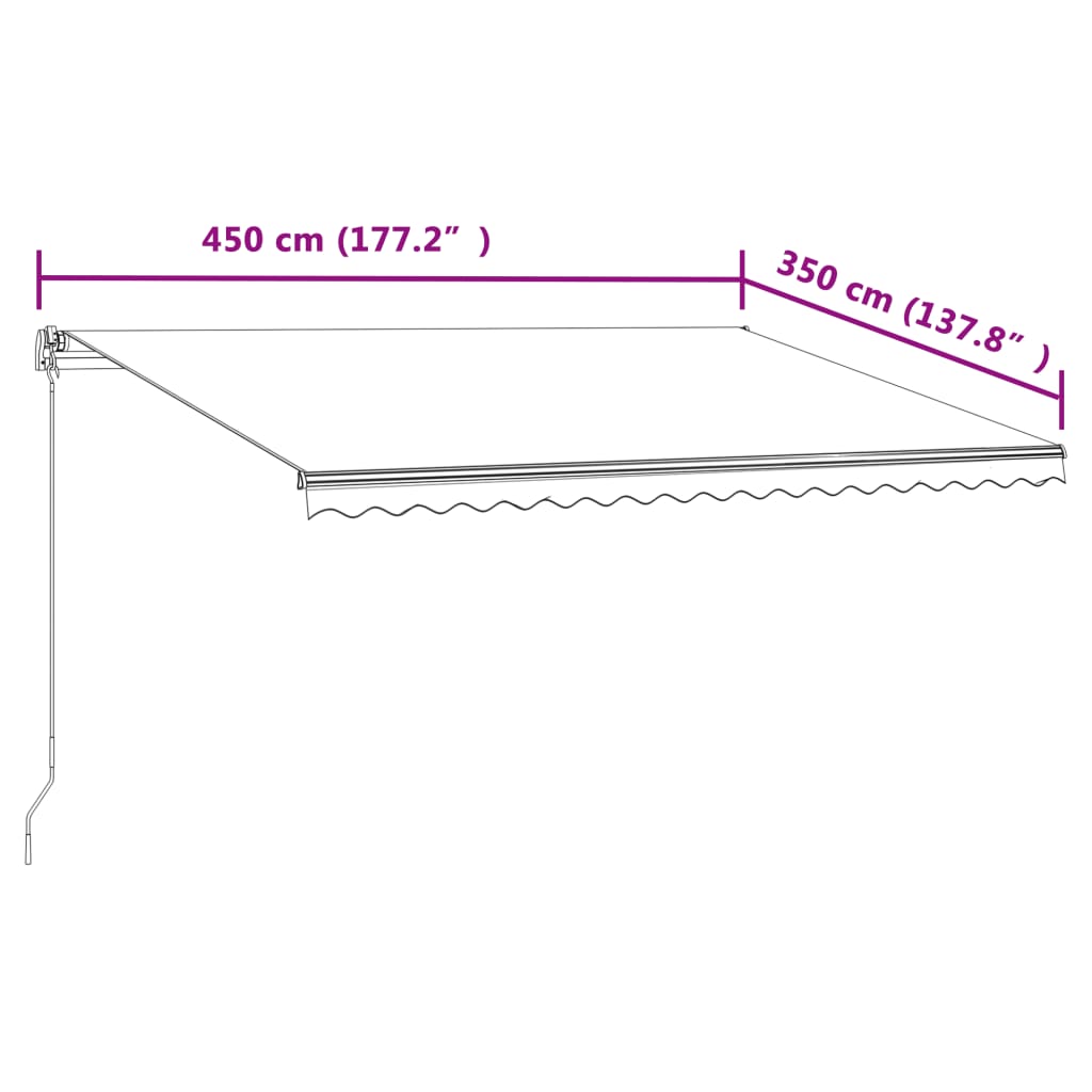 vidaXL Automatycznie zwijana markiza, 450x350 cm, niebiesko-biała