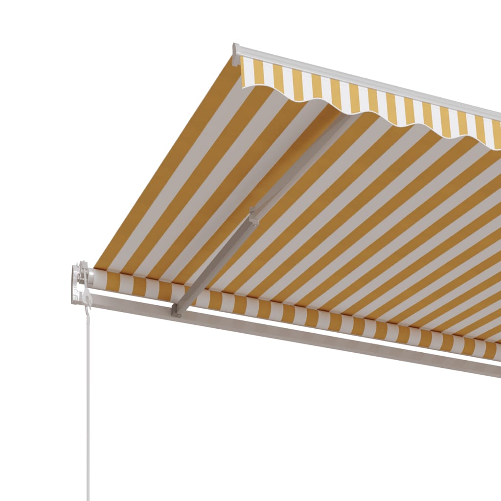 vidaXL Automatycznie zwijana markiza, 450x350 cm, żółto-biała