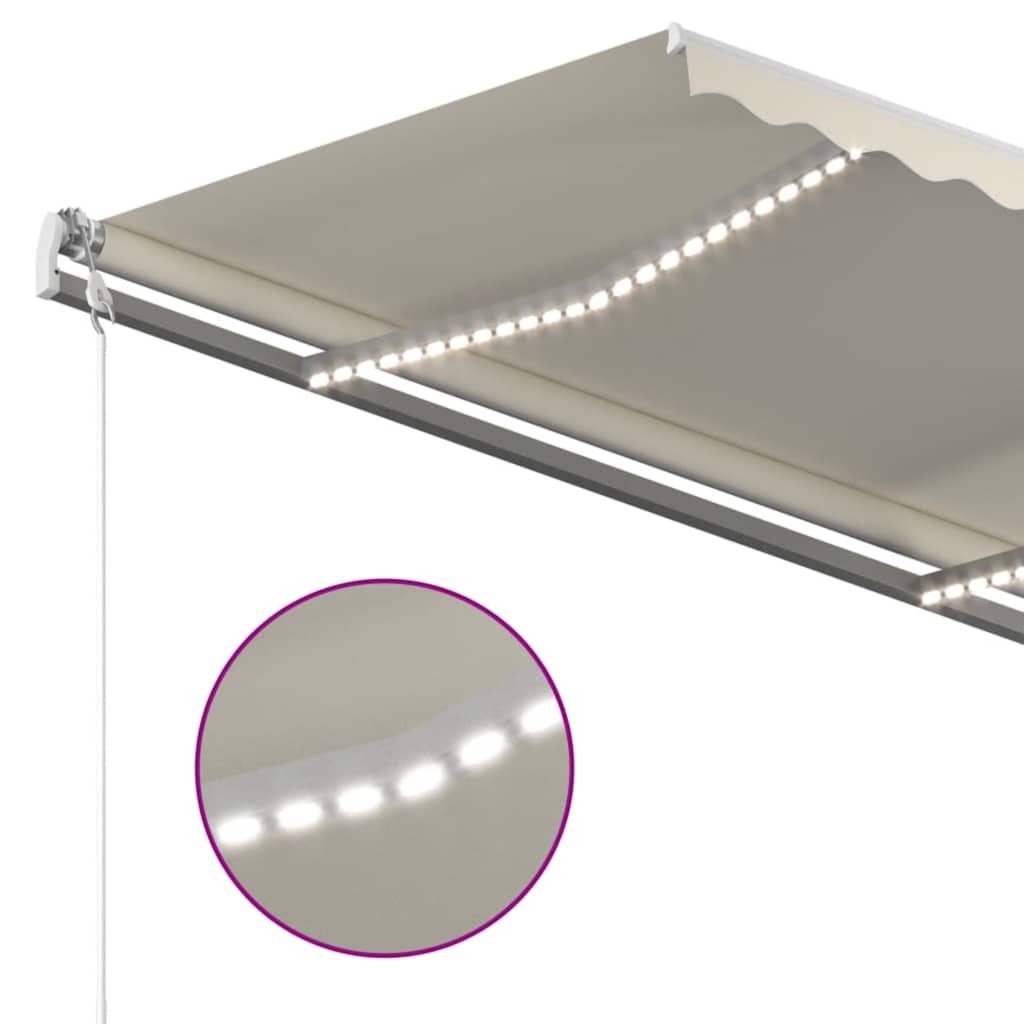 vidaXL Automatycznie zwijana markiza, LED i czujnik wiatru, 450x350 cm
