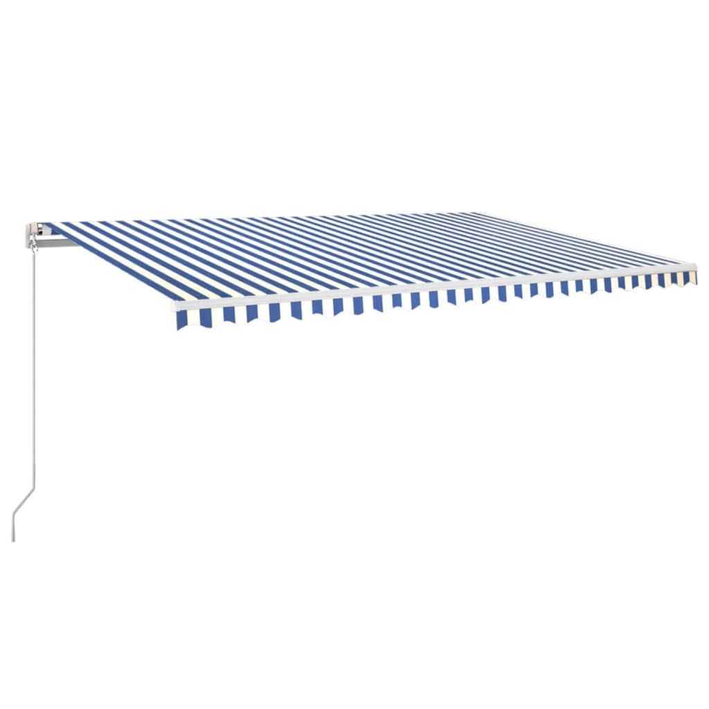 vidaXL Ręcznie zwijana markiza z LED, 500x350 cm, niebiesko-biała