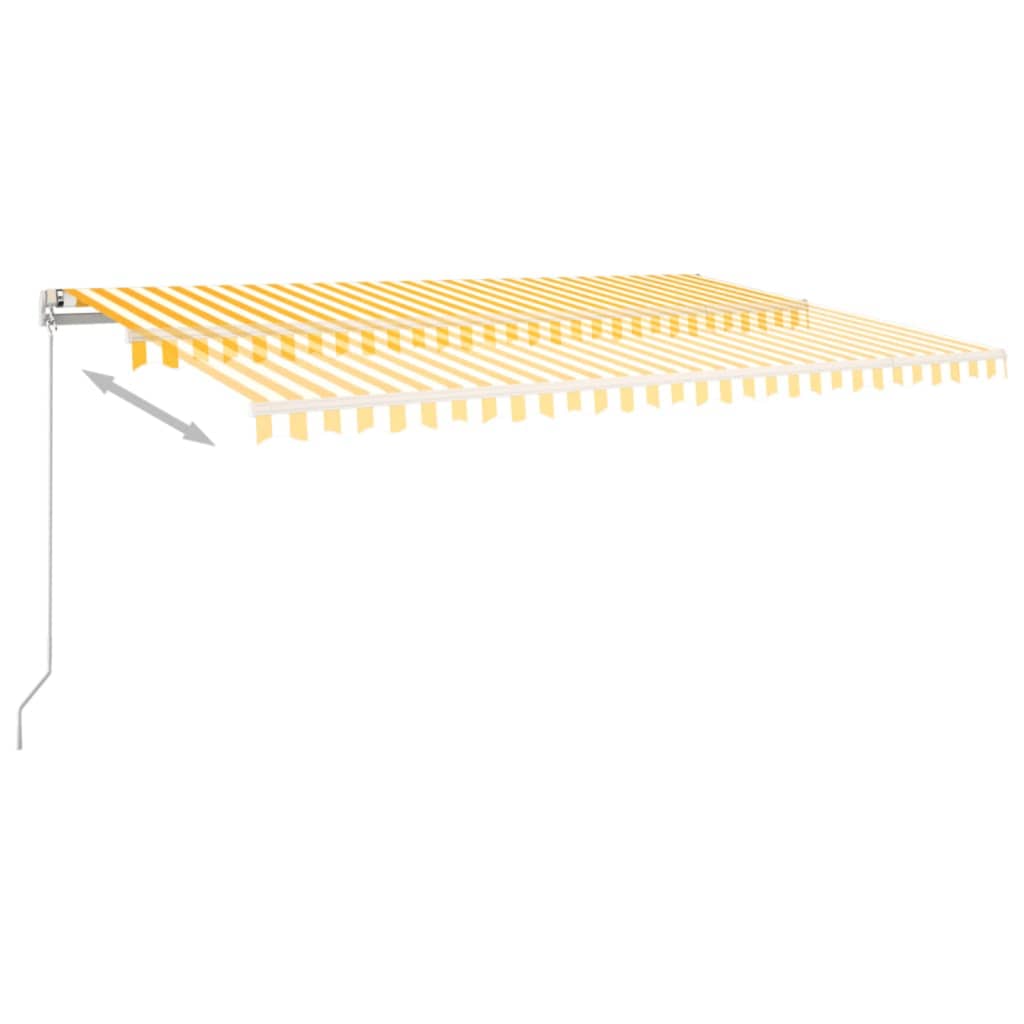 vidaXL Ręcznie zwijana markiza z LED, 500x350 cm, żółto-biała