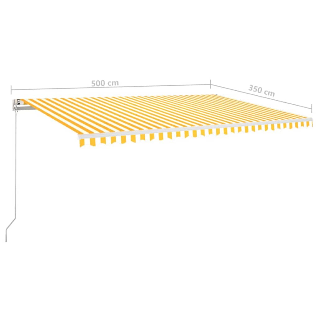 vidaXL Ręcznie zwijana markiza z LED, 500x350 cm, żółto-biała
