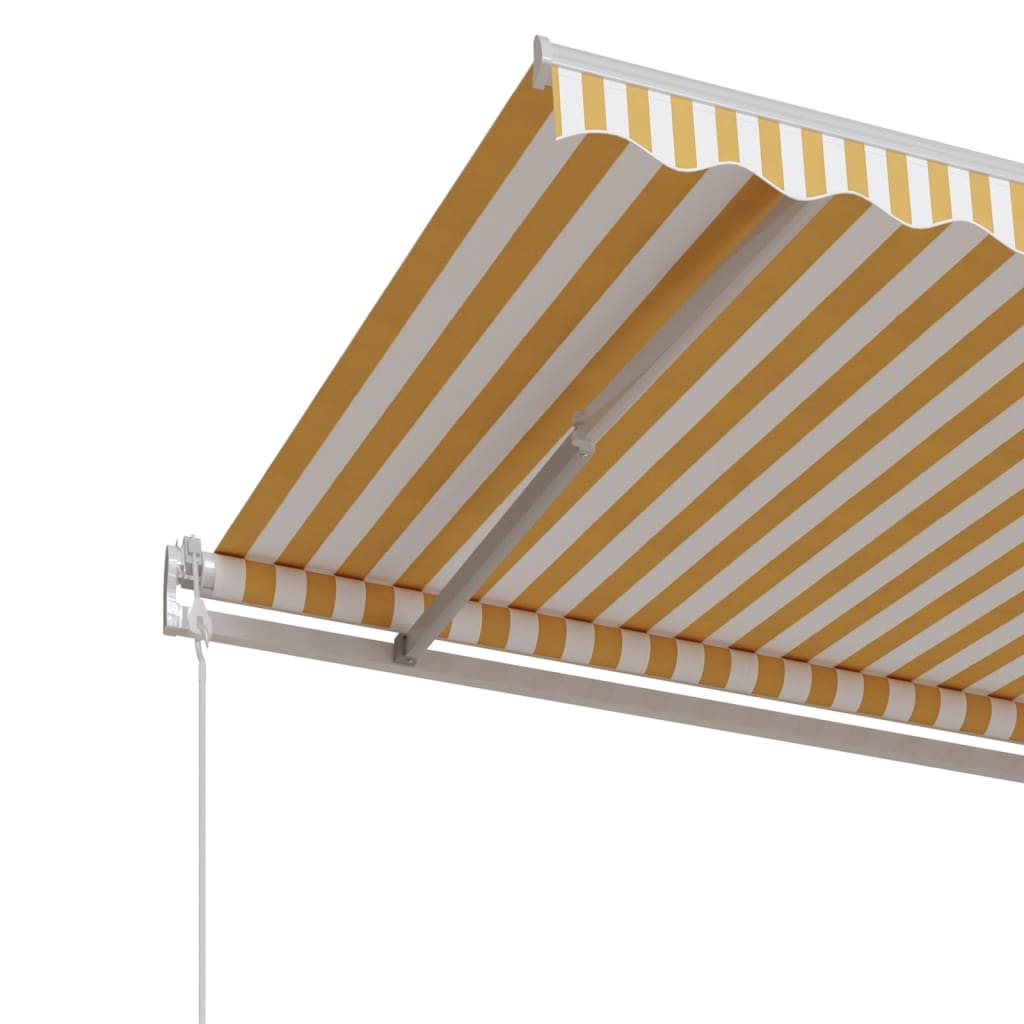 vidaXL Automatycznie zwijana markiza, 500x350 cm, żółto-biała
