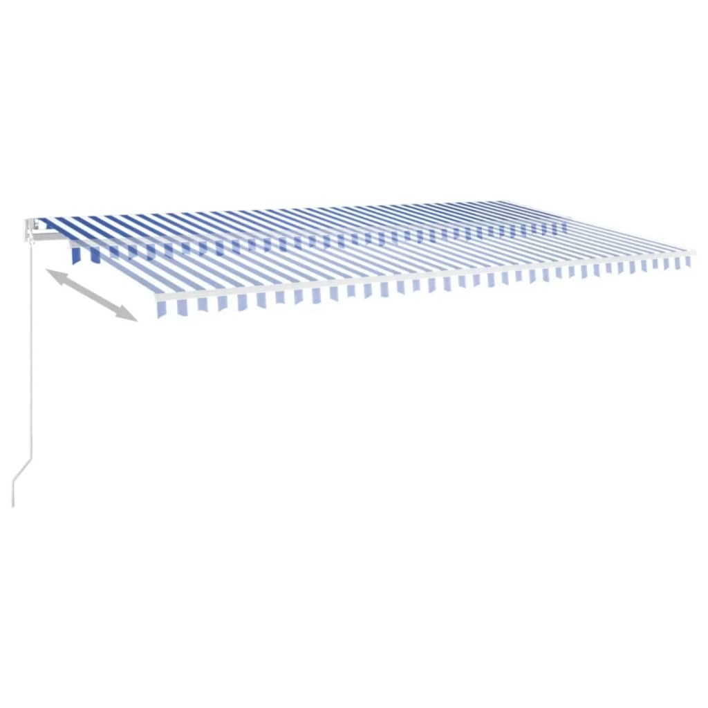 vidaXL Ręcznie zwijana markiza z LED, 600x350 cm, niebiesko-biała