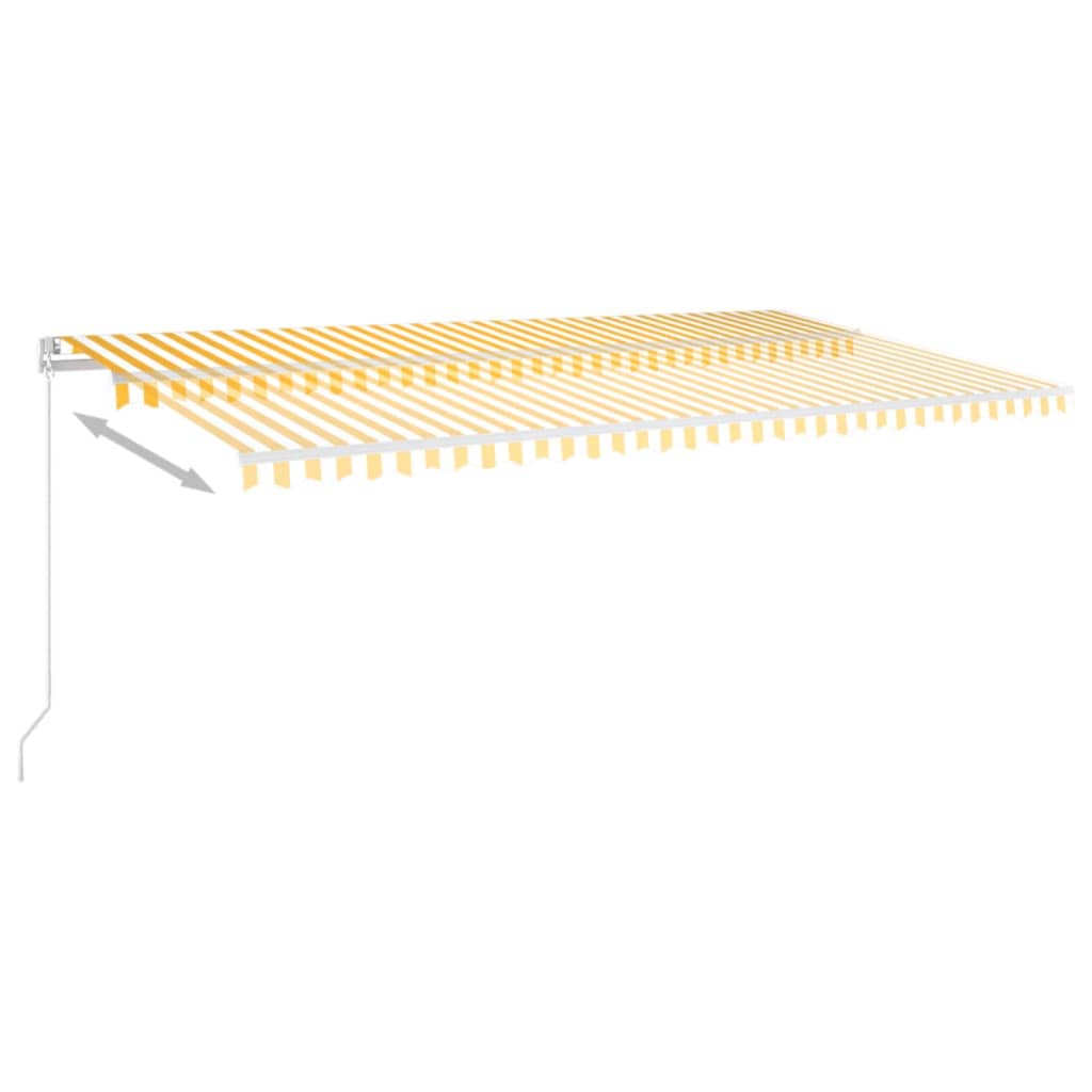 vidaXL Ręcznie zwijana markiza z LED, 600x350 cm, żółto-biała