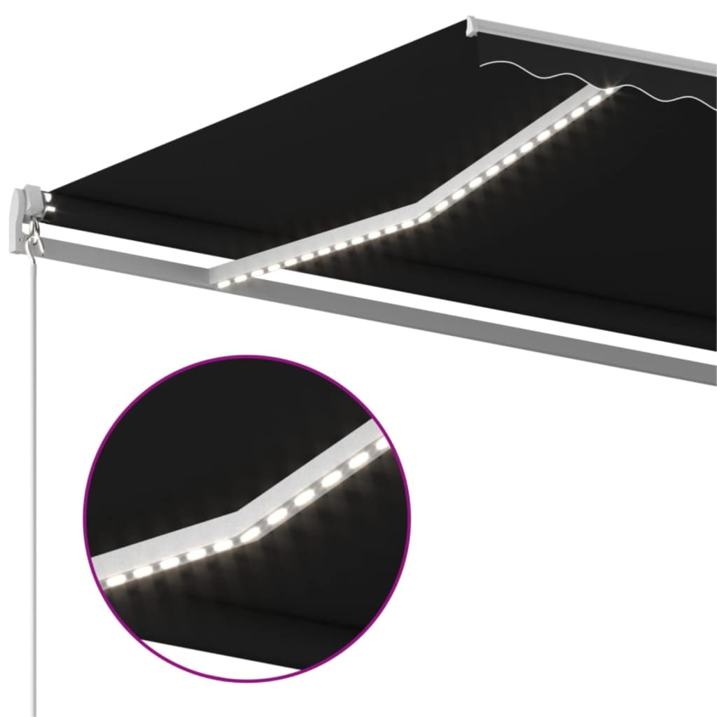 vidaXL Ręcznie zwijana markiza z LED, 600x350 cm, antracytowa