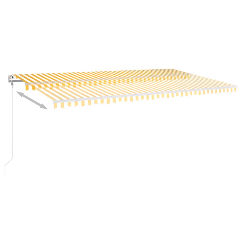 vidaXL Automatycznie zwijana markiza, 600x350 cm, żółto-biała