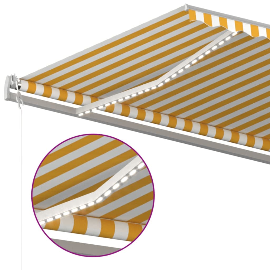 vidaXL Automatycznie zwijana markiza, LED i czujnik wiatru, 600x350 cm