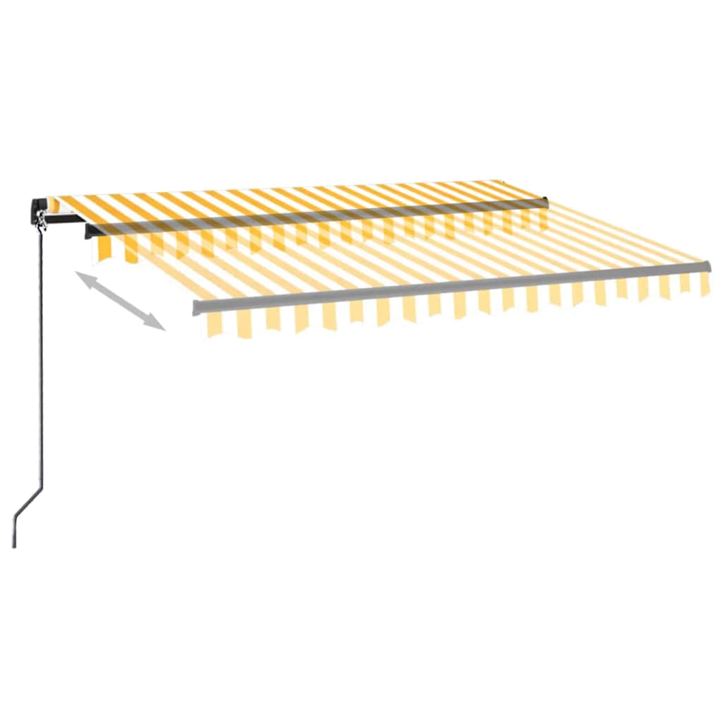 vidaXL Ręcznie zwijana markiza, 350 x 250 cm, żółto-biała